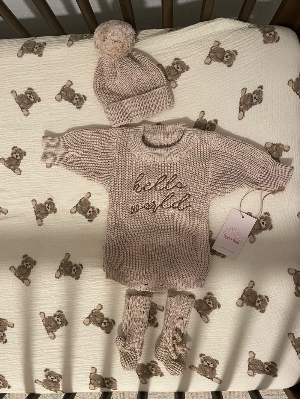 NWT Wyld Bub Coming Home Outfit Baby Matching Set - Beige